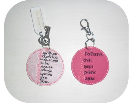 Embroidery design ITH key ring mistress