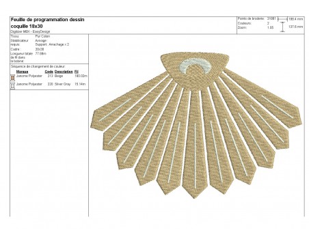 Motif de broderie machine coquille st Jacques de Compostelle