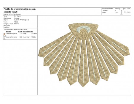 Motif de broderie machine coquille st Jacques de Compostelle