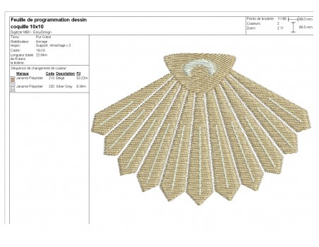 Motif de broderie machine coquille st Jacques de Compostelle