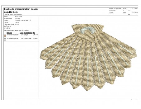 Motif de broderie machine coquille st Jacques de Compostelle