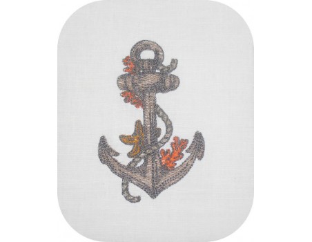 Motif de broderie  machine ancre marine avec ses coraux