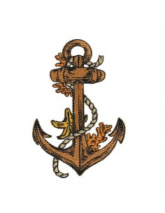 Motif de broderie  machine ancre marine avec ses coraux