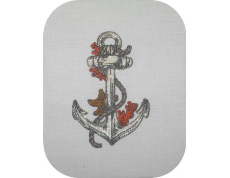 Instant download machine embroidery design anchor with corals