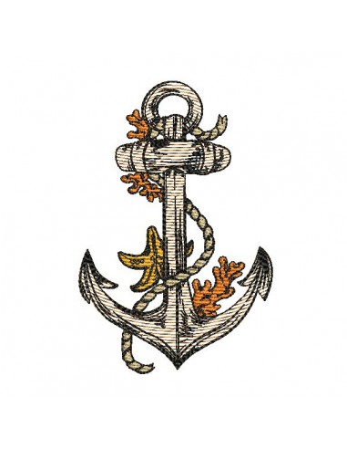 Instant download machine embroidery design anchor with corals