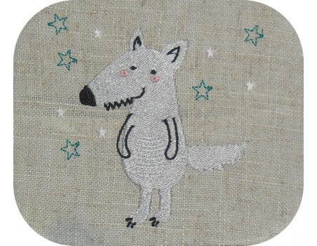 embroidery design sitting wolf