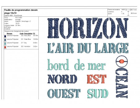 Motif de broderie  machine Horizon