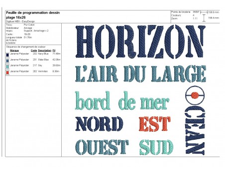 Motif de broderie  machine Horizon