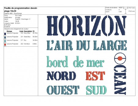 Motif de broderie  machine Horizon