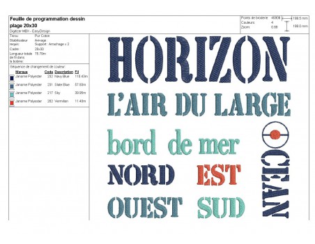 Motif de broderie  machine Horizon