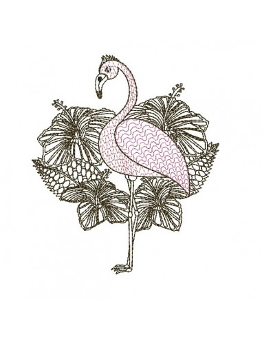 Instant download machine embroidery design mylar flamingo tropicals flowers