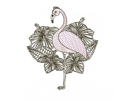 Instant download machine embroidery design mylar flamingo tropicals flowers