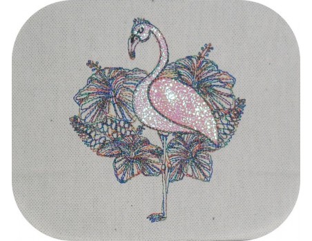 Instant download machine embroidery design mylar flamingo tropicals flowers
