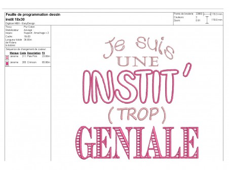 Motif de broderie  machine instit'