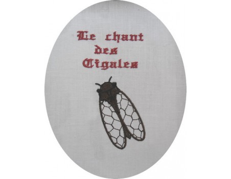 Motif de broderie cigale