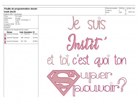 Motif de broderie instit super pouvoir