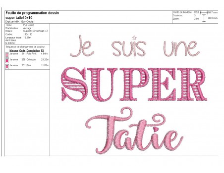 Motif de broderie super tatie