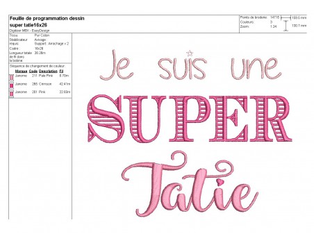 Motif de broderie super tatie