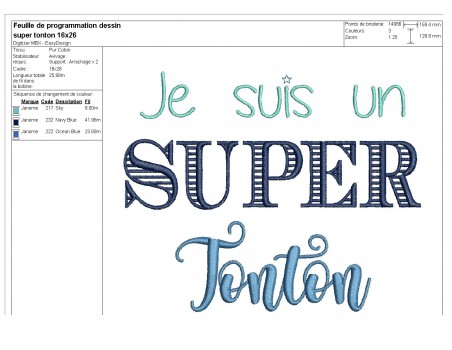 Motif de broderie super tonton