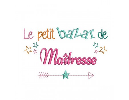 Embroidery design text mistress on vacation