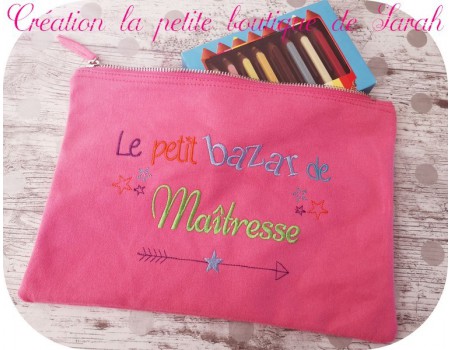 Motif de broderie texte bazar de maîtresse