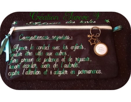 Motif de broderie machine ITH trousse professeur des écoles