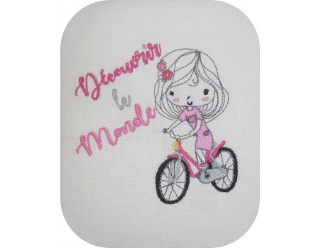 Motif de broderie machine fillette à vélo