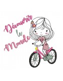 Instant download machine embroidery design girl bike