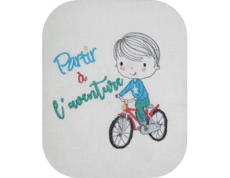 Motif de broderie machine garçon à vélo