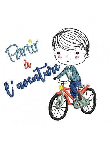 Instant download machine embroidery design girl bike