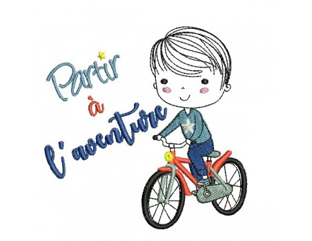 Instant download machine embroidery design girl bike