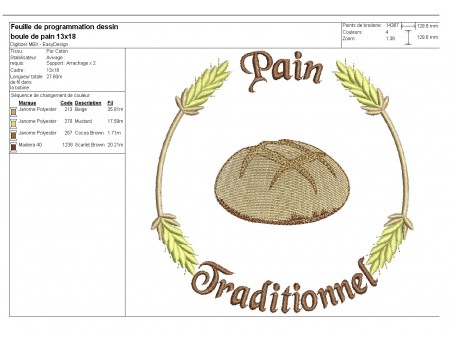 Instant download machine embroidery bread