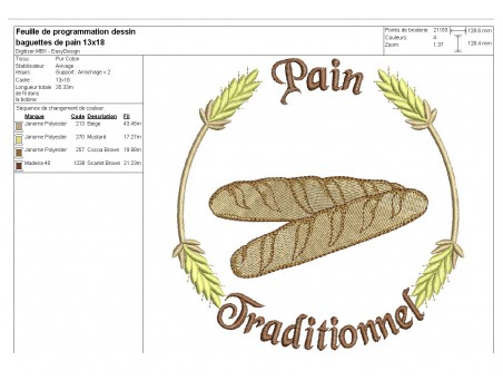 Instant download machine embroidery bread