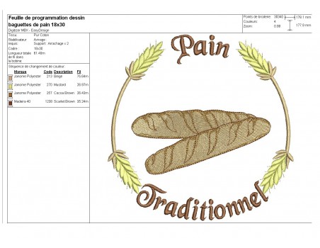 Instant download machine embroidery bread