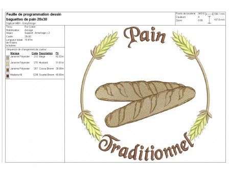 Instant download machine embroidery bread