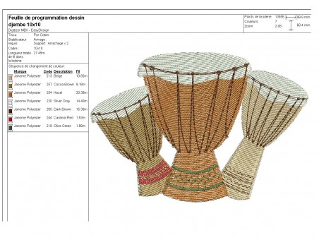 embroidery design music balafon