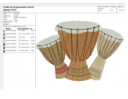 motif de broderie machine djembé