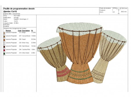 motif de broderie machine djembé