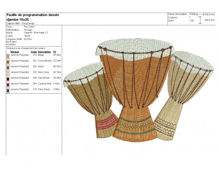 embroidery design music balafon