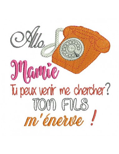 Motif de broderie  texte allo  mamie fils