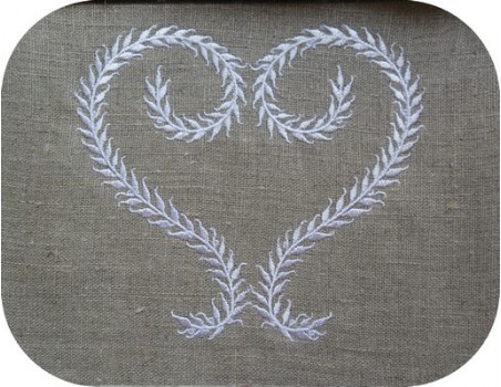 Motif de broderie  coeur feuillage