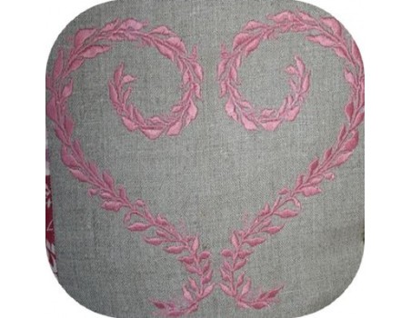 Motif de broderie  coeur feuillage