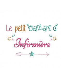 Motif de broderie texte bazar d' infirmière