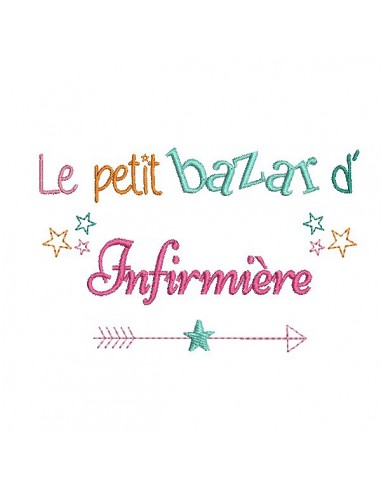 Motif de broderie texte bazar d' infirmière