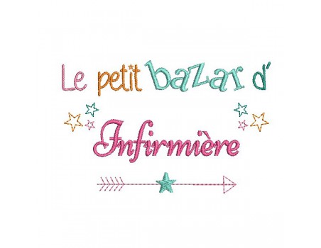 Motif de broderie texte bazar d' infirmière