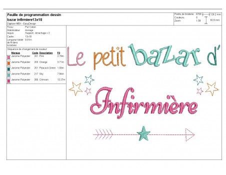 Motif de broderie texte bazar d' infirmière