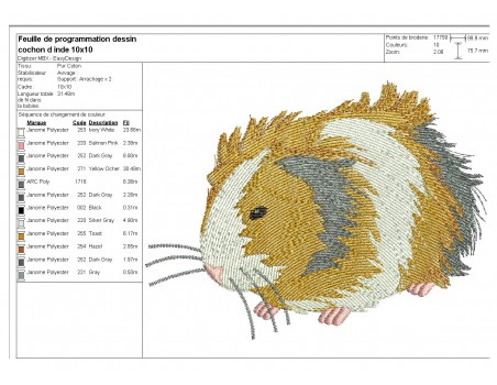 embroidery design guinea pig