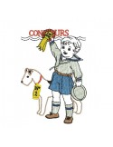 Instant download machine embroidery design vintage boy dog ​​contest
