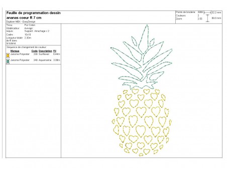 Instant download machine embroidery design pineapple heart