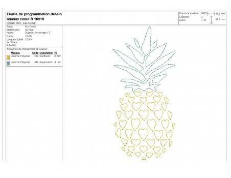 Instant download machine embroidery design pineapple heart